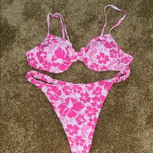 SHEIN Pink Floral Thong Bikini